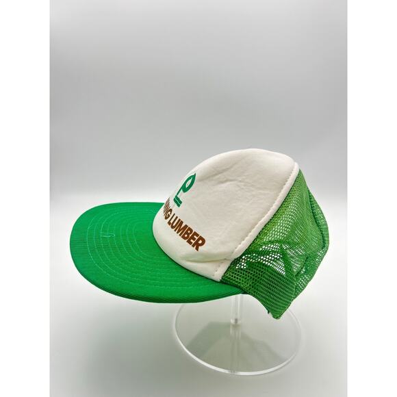 Vintage Panning Lumber Trucker Hat Snapback Mesh Cap Green White Foam Front - Picture 2 of 6
